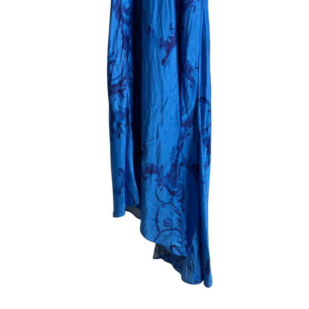 AllSaints Alexia Isabella Blue Tie Dye Asymmetric Sleeveless Midi Dress Size 4 - Picture 12 of 15